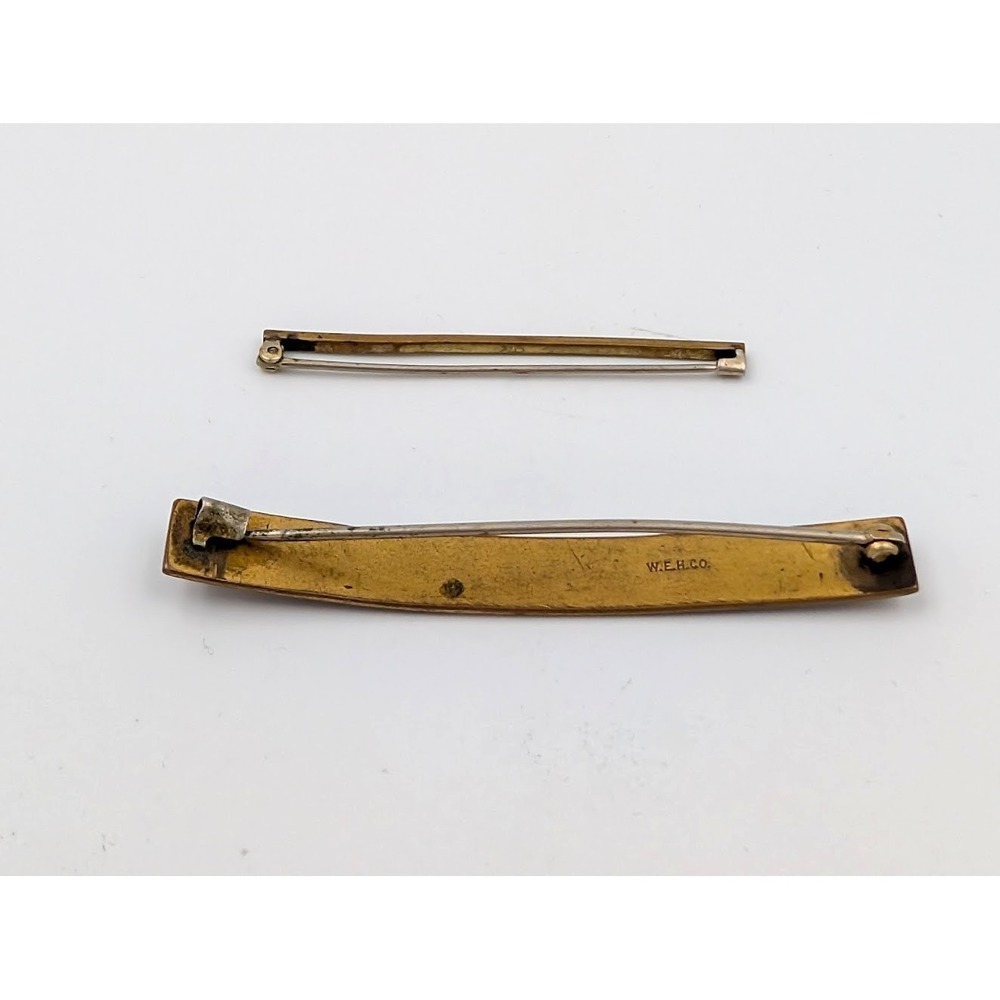 Antique Victorian WEHCO Engraved Monogram and Unbranded Bar Pin Lot Gold Tone - Picture 10 of 12